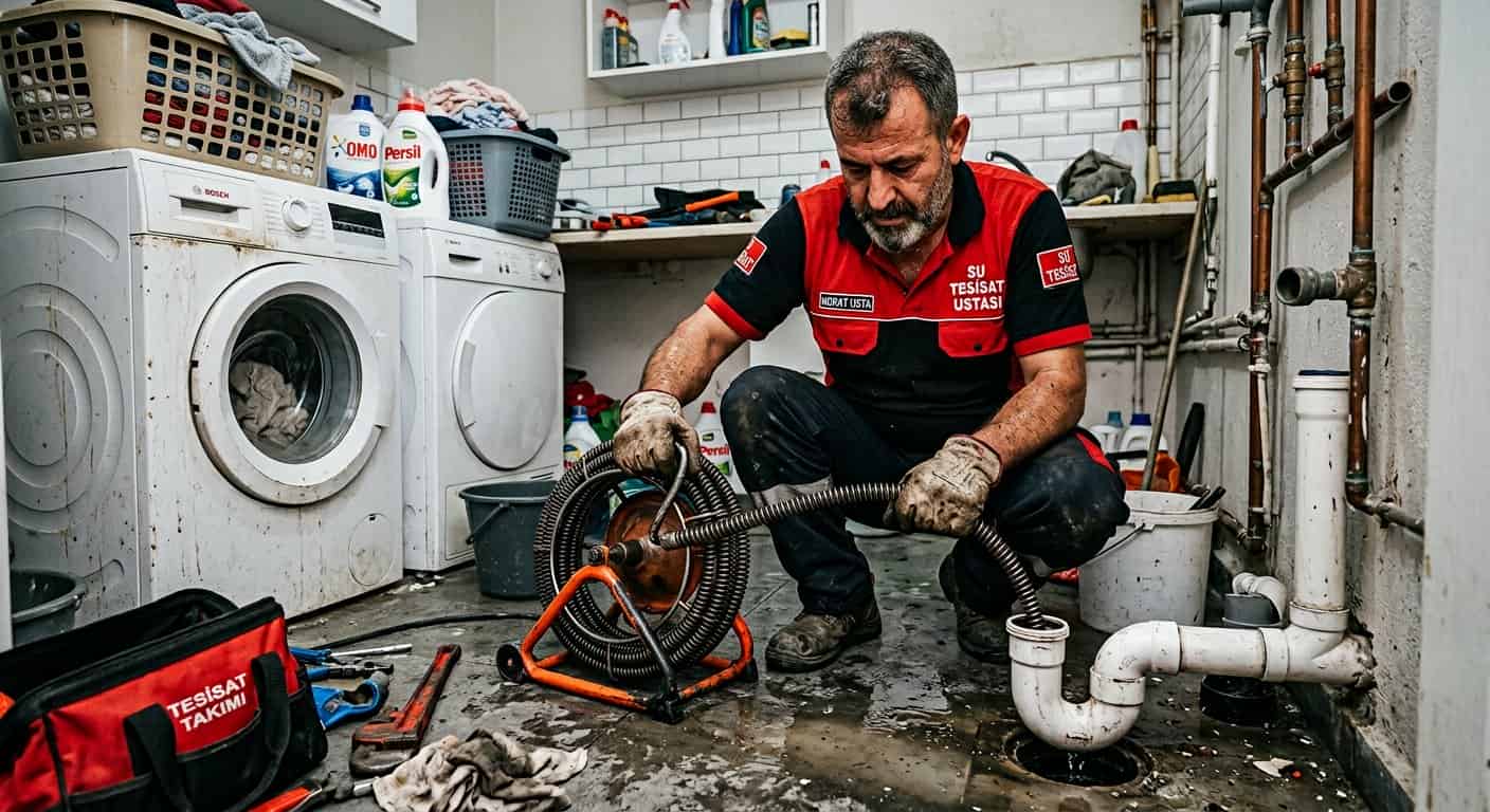 Çamaşır odasında gider hattı kontrolü