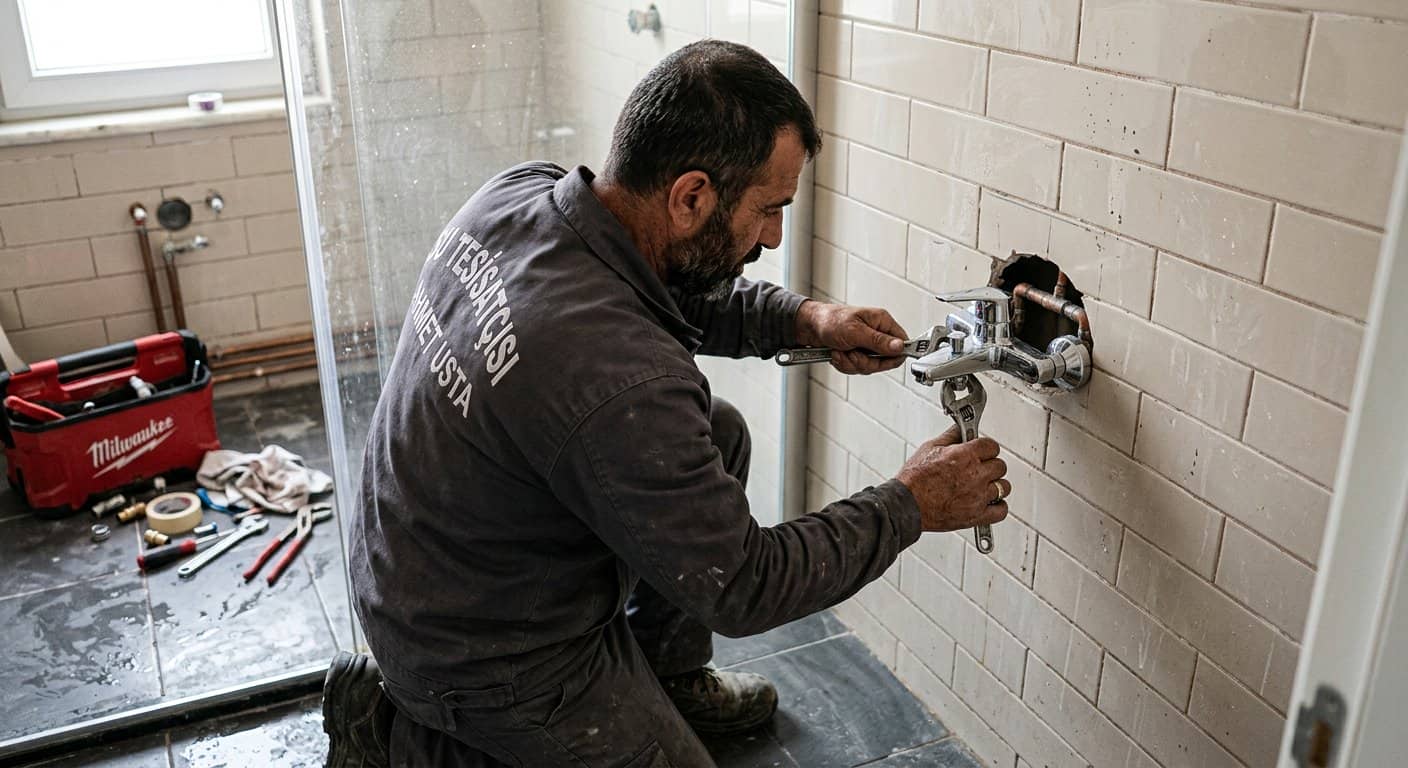 Ekonomik Su Tesisatı - dus bataryasi degisim tamiri yapan usta