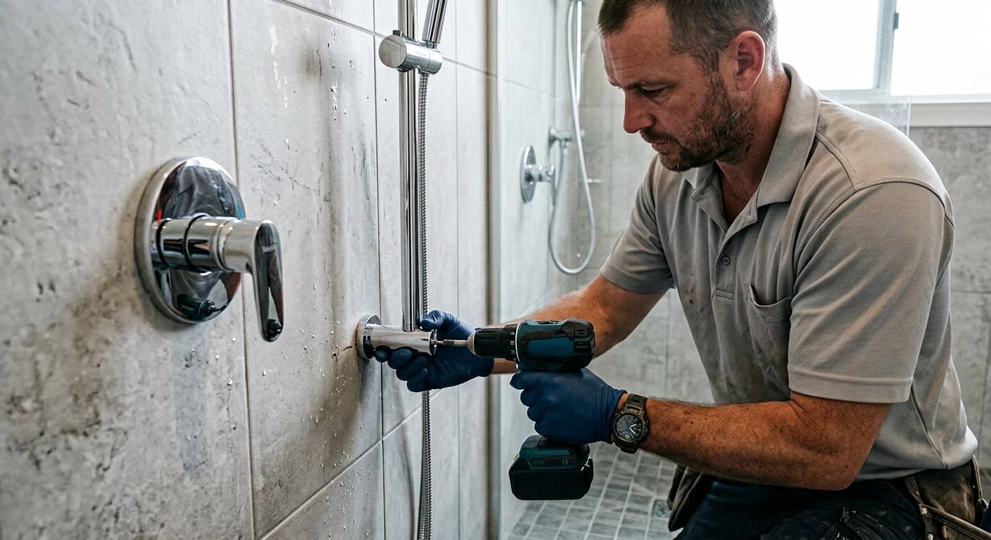 Ekonomik Su Tesisatı - dus miks bataryasi ve borusu montaji yapan tesisatci